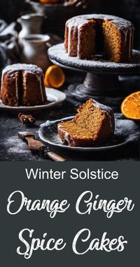 Sacred Winter Solstice recipe for ginger orange spice cakes. Perfect for cakes and ale or as an offering cake for Yule.