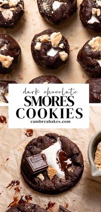 These double chocolate s'mores cookies are chewy double chocolate cookies stuffed with marshmallows, graham crackers, and dark chocolate. This twist on a summer classic will satisfy any s'mores craving!