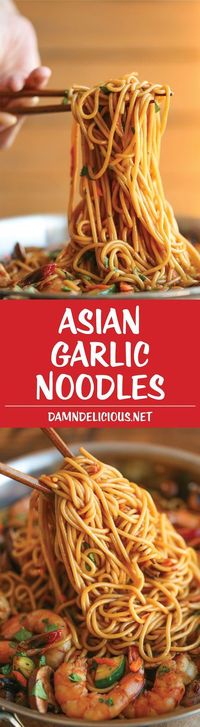 Asian Garlic Noodles - Easy peasy Asian noodle stir-fry using pantry ingredients that you already have on hand. Quick, no-fuss, and made in less than 30min!