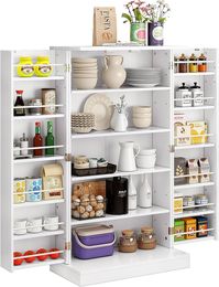 Amazon.com: Function Home 41" Kitchen Storage Cabinet, Pantry Cabinet with Doors and Adjustable Shelves for Kitchen, Living Room and Dinning Room in White : Home & Kitchen