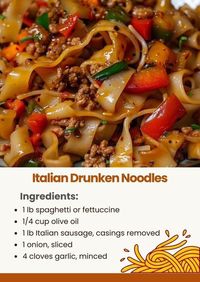 Easy Family Recipes | Italian Drunken Noodles 🍝 | Facebook