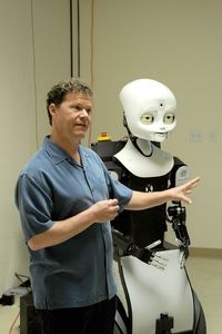 Lucas is a "computerized cognitive" robot, which means he's designed to act and react the way a person might.