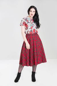 Irvine Red Tartan 50's Skirt by Hell Bunny