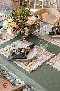 Create a gorgeous setting to dine with floral linens, fresh cuttings & dainty drinkware. Explore the new Threshold™ designed with Studio McGee collection for more spring inspo.