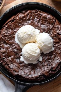 Warm, gooey, and utterly irresistible, this skillet brownie is a chocolate lover's dream come true. One bite is all you need to satisfy your cravings.