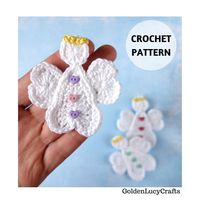 "This listing is for the heart Angel applique or ornament crochet pattern.  Note it is for the PATTERN only, not the finished item! Language: English Free version of this pattern is available on my website: https://www.goldenlucycrafts.com/angel-crochet-pattern/ By purchasing this listing on Etsy you will receive the pattern in a print-friendly, styled and advertisement-free PDF file format.  Finished Size: Angel is about 3\" (7.5 cm) tall. Materials: Light weight #3 cotton yarn. The pattern uses crochet US terms. The pattern is a PDF file format so you will need to be able to open Adobe Acrobat.   Instant Download link will be emailed to you once payment has cleared. Here are the instructions on how to download your digital items:  help.etsy.com/hc/en-us/articles/115013328108?flash_digest