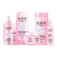 O Kit contém:- Condicionador Elseve Glycolic Gloss 200ml - Creme de Tratamento Elseve Glycolic Gloss 300g- Shampoo Elseve Glycolic Gloss 200ml- Spray Acidificante Elseve Glycolic Gloss 200ml- Creme para Pentear Elseve Glycolic Gloss 250ml- Sérum Prolongador de Brilho Capilar Elseve Glycolic Gloss 100ml O Creme de Pentear Elseve L’Oréal Paris Glycolic Gloss, é enriquecido com pH ácido e 3% do Complexo com Ácido Glicólico, o Além disso, com filtro UV e proteção térmica, este creme se torna um aliado essencial para manter o cabelo visivelmente saudável e perfeitamente alinhado. O Acidificante Elseve L’Oréal Paris Glycolic Gloss, traz fórmula inovadora, composta por 6% do Complexo com Ácido Glicólico e pH ácido, realiza uma laminação nas cutículas e corrige as imperfeições na fibra capilar. O