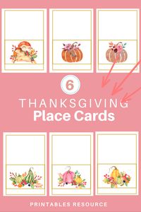 This Thanksgiving Place Card Printable is just the extra touch for your holiday dinner! Six adorable place cards that fold like a tent. You can add your guests name at the bottom! Reprint as many as you need. #digitaldownload #fallplacecards #autumn #HolidayPlaceSetting #printablesresource