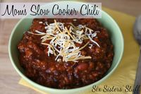 Mom's Slow Cooker Chili. Perfect dish for Halloween eve to serve your little trick or treaters. The house will smell amazing all day as it's cooking and you can feel good that your kids will have warm, full bellies before they head out the door!