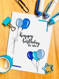 blue balloon birthday card (with envelope!)  #birthdaycardsdiy #diybirthdaycards #funnybirthdaycards #cutebirthdaycards