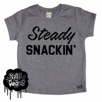 "Steady mobbin'...or Snackin', Kid life. Please see the color & size chart on this listing before placing your order. Colors may appear differently on screens than in person. Most graphics will come in either black or white only. Please select your shirt style from the drop down menu. The image may show a racerback tank, v neck, etc. HOWEVER, the style you select from the drop down menu is the style you will receive. Women's Racerback Tank (runs true to size with the exception of the light p