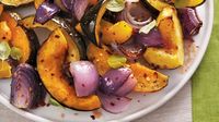 The sourness of red wine vinegar glaze complements the sweetness of roasted acorn squash in this easy yet elegant side dish recipe.