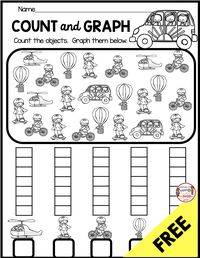 FREE Count and Graph Kindergarten math worksheet - complete common core curriculum - graphing and data - easy math center #kindergartenmath #kindergarten #measurementanddata