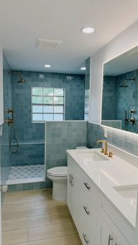 Blue tiles funky bathroom reno