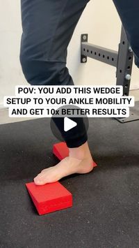 Conor Harris on Instagram: "This works for two reasons:

1.) In order to improve dorsiflexion, your foot HAS TO pronate. There is no way around this if you want genuine pronation and improve what most people think of when it comes to “ankle mobility”. The arch lowering (pronation) creates space in the foot and ankle joints for the shin to move over the foot.

2.) Foot pronation isn’t just simply your arch lowering, it’s actually a relative “twist” between your rearfoot and forefoot. The heel and rearfoot move inwards closer to the floor into what is called “eversion” and the forefoot moves (relatively) outwards into what we call “inversion”. This is a key component of healthy pronation.

The wedges help position the foot to accomplish that.

Lastly, make sure your knee moves over your big 