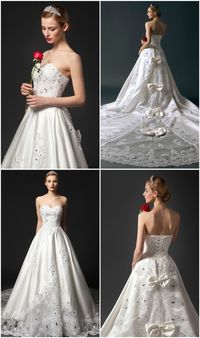 Glamorous Ball-Gown Sweetheart Chapel Train Satin Wedding Dress With Beading Appliques Lace. Custom made-to-order Wedding dress by GemGrace. Multiple colors and all sizes available. Additional photos also available upon request.