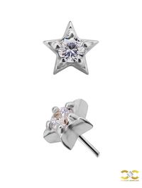 Mini Gem-Star Push-In Stud Earring, 18k White Gold is a Piercing Jewellery with a Flat Back Labret Bar.

An earring you can wear all the time, at a Cartilage Piercing, a Lobe Piercing, a Helix Piercing, a Medusa Piercing, a Tragus Piercing or a Conch Piercing.

Featuring Swarovski® Zirconia stones set by hand. Hand polished to perfection.

Material: 18k White Gold

Stones: Swarovski® Zirconia

Dimensions: –

Threading: 25g Threadless Pin for 18g/20g

Labret Bar: F-136 Titanium, Anodised in a mat