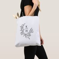 Elegant Black Monogram Crest Wedding Tote Bag