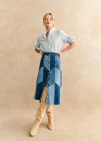 Alexane Skirt - Denim Patchwork - Sézane