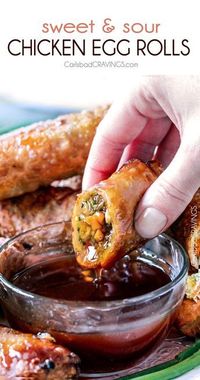 Sweet and Sour Chicken Egg are the best egg rolls I’ve ever had with the best sweet and sour sauce! And made extra fast with the food processor. I am bringing these to all my holiday parties! #appetizer #NewYears #Christmas