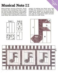 Musical Note Quilt Block & Piano Bench Cover quilt sewing pattern & templates