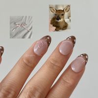 Coquette Fawn Baby Deer Bow French Tip Press-On Nails | Free Shipping With Tracking Included! | Kira Kira Nails