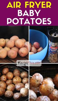 Air Fryer Baby Potatoes. Truly crispy, addictive, perfectly seasoned, Mediterranean baby potatoes cooked in the air fryer. Quick prep and a perfect gluten free side on the family dinner table.