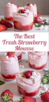 Fresh strawberry mousse- yum! #strawberry #recipe #dessert #mousse