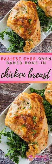 This oven roasted bone-in chicken breast is incredibly simple to prepare and always yields juicy, tender, and delicious chicken breasts. It's a great way to serve up a tasty family dinner that is healthy and affordable. The crispy skin is packed with sensational flavors that enhance the chicken flavor and seal in the juices to keep these split chicken breasts super moist. BakeItWithLove.com #chicken #easyrecipes #dinner