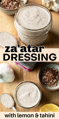 This creamy za'atar dressing is rich, savory, and amazing on everything from salads and falafel, to grains and sandwiches. Made with lemon and tahini, the za'atar seasoning complements the bright and nutty flavors. Just mix the ingredients together in a bowl, and you're ready to eat!