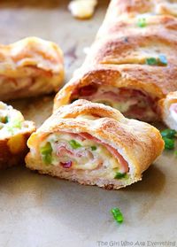 Ham and Swiss Stromboli - I love this easy weeknight dinner done in under 20 minutes! #ham #stromboli #easy #dinner