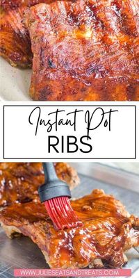 A quick and easy way to make the perfect ribs anytime you want! These Instant Pot Ribs start with a simple homemade rub and are cooked in your pressure cooker, brushed with BBQ Sauce and broiled for the perfectly sticky sweet ribs for dinner.