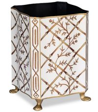 Why We Love It Why suffer with an unsightly wastepaper basket? Never mind that, when one this beautiful exists. Perfect for the powder room or under the office desk. Anything with bamboo and florals makes an ordinary item into one of beauty.   Please note these are hand painted and hand made. Imperfections are seen as