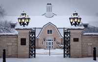 Gate to Kansas State University Gardens. Copyright K-State Photo Services.