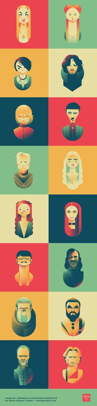 Game of Thrones vector illustrated caricature portraits by Maria Picassó i Piquer.