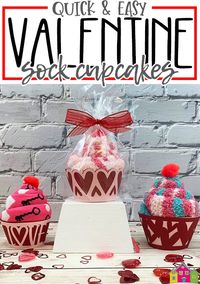 Make a quick and easy Valentine's Day gift with your Cricut or Silhouette. These cute rolled Valentine sock cupcakes are so fun and easy to create and they make such an adorable gift!