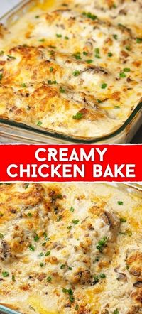 Creamy Chicken Bake Recipe - {100KRecipes}