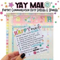 Yay Mail - Mail Parent Communication Note English & Spanish by the ABC gypsy