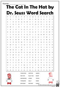 nice The Cat In The Hat by Dr. Seuss Word Search