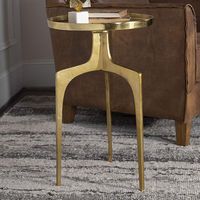 Kenna 16" Wide Textured Soft Gold Aluminum Accent Table - #225F2 | Lamps Plus