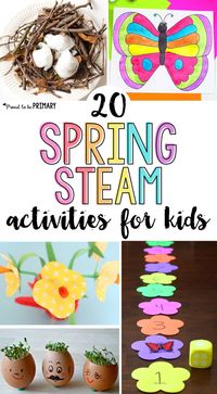 Welcome the new season with these 20 Spring STEAM activities for kids! Teach about flowers, butterflies, birds, and plants with arts & crafts, hands-on math and science experiments, and other learning ideas for spring. via @proud2beprimary