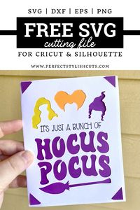 Download this FREE Hocus Pocus Cricut Joy Card SVG file to help you make adorable greeting cards this Halloween!   #freehocuspocussvg #freecricutjoycardsvg #freehalloweensvg #halloweenbirthdaycards #freesvgfilesforcricut #cricutjoyprojects #halloweencricutprojects