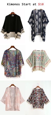 Kimonos start at $10