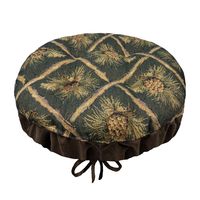 Wilderness Green Pinecone Bar Stool Cover with Cushion and Adjustable – Barnett Home Decor. Our thick latex foam pad is more comfortable and lasts longer than other foams, without going flat the way polyester fiber fill would. The sturdy drawstring yoke is more secure than elastic and lasts longer than non-slip grippers. #madeinusa #barstool #lodge #rustic