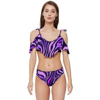 Embrace the spirit of adventure with the Lavender Safari Ruffle Edge Tie Up Bikini Set from Mila Beachwear. This charming and feminine bikini set features a delightful lavender safari print and delicate ruffle details, perfect for adding a touch of whimsy to your beach or poolside ensemble. Made from 90% Polyester, 10% SpandexSet includes custom bikini top and bottom