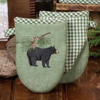 A Black Forest Decor Exclusive - Bring outdoor style to your kitchen with this 100% cotton mitt featuring a bear and pinecones. Machine wash. 7 1/2"W x 5 1/2"L