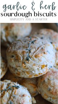 Butter, flaky sourdough biscuits, now bursting with flavor! Each bite of these Sourdough Garlic and Herb Biscuits will be met with melty cheese, fresh herbs, and rustic garlic. It's the easiest and tastiest way to add bread to any meal in no time.