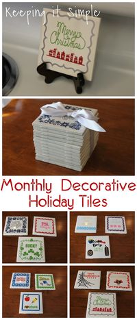 4x4 Monthly Decorative Holiday Tiles- perfect for a gift.