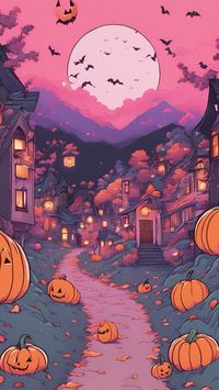 #halloween #spooky #kawaii #cute #anime #pumpkin #wallpaper #wallpaperforyourphone #cozy