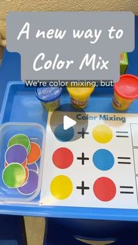 Edutopia on Instagram: "From @preschool_vibes_ : “Dive into our unique science center activity where traditional color mixing meets Play-Doh fun! We’re stepping away from paint and using Play-Doh to explore color theory. Students start by taking a small pinch of two different colors, blending them thoroughly to see which new color emerges. This activity isn’t just about color transformation; it’s also a fantastic fine motor exercise as they squish and squeeze the dough. Watch as they match their newly created color to a circle on a Velcro dot, then store their colorful samples in a baggie to take home. We’ve prepared four jars of each color to keep this engaging activity running for two weeks. Stay tuned as we move to the next tray to explore the fascinating dynamics of movement.”"